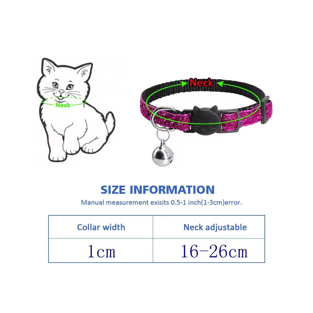Cat Collar with Bell Dog Collar for Cats Kittens Pet Collars Cat Leashes Puppy Solid Adjustable Collar for Cat Pet Lead Supplies