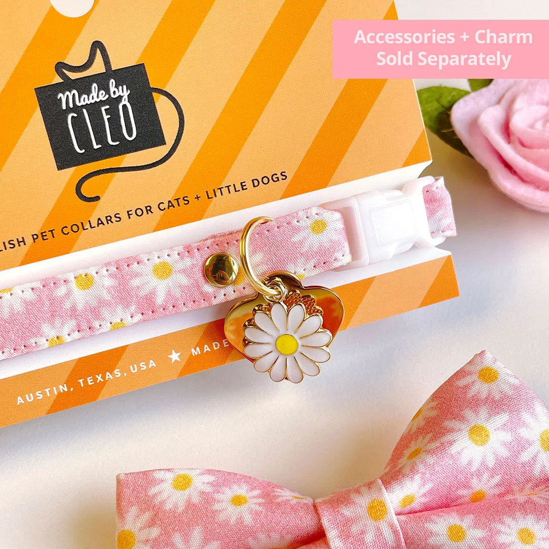 Cat Collar - "Daisies - Pink" - Floral Cat Collar / Daisy, Easter, Spring, Summer / Breakaway or Non-Breakaway / Cat, Kitten, Small Dog