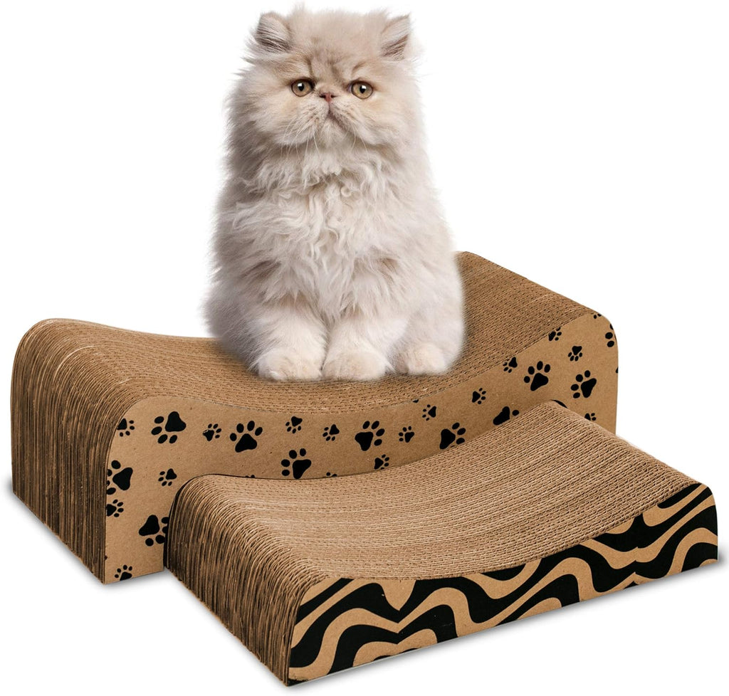 (2 in 1) Cardboard Cat Scratching Pad, Cat Scratchers for Indoor Cats - Cat Lounger Scratcher - Rascador Para Gatos (Large)
