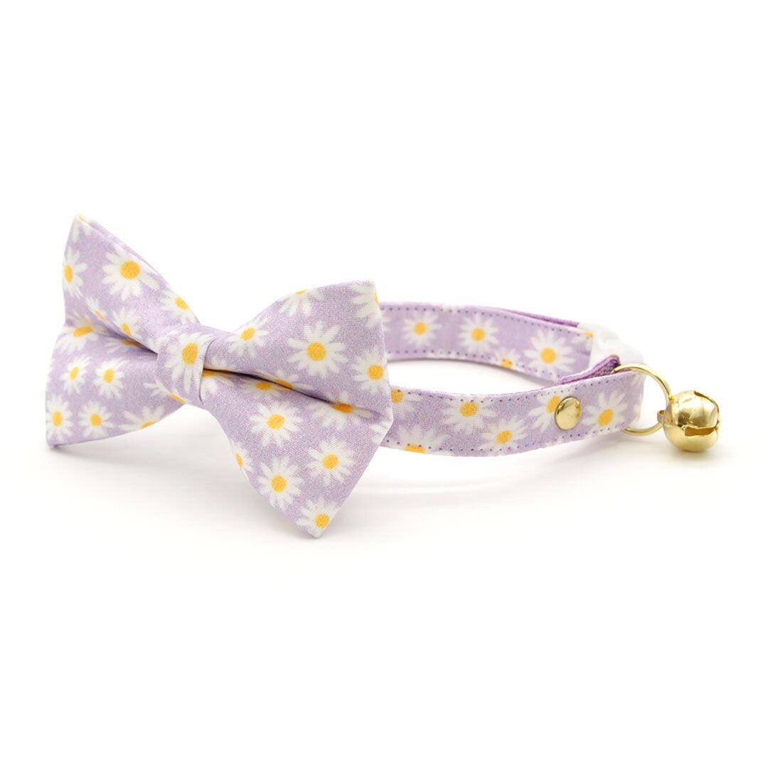 Cat Collar - "Daisies - Purple" - Floral Cat Collar / Daisy, Easter, Spring, Summer / Breakaway or Non-Breakaway / Cat, Kitten, Small Dog