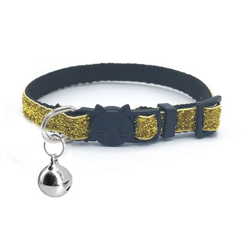 Cat Collar with Bell Dog Collar for Cats Kittens Pet Collars Cat Leashes Puppy Solid Adjustable Collar for Cat Pet Lead Supplies