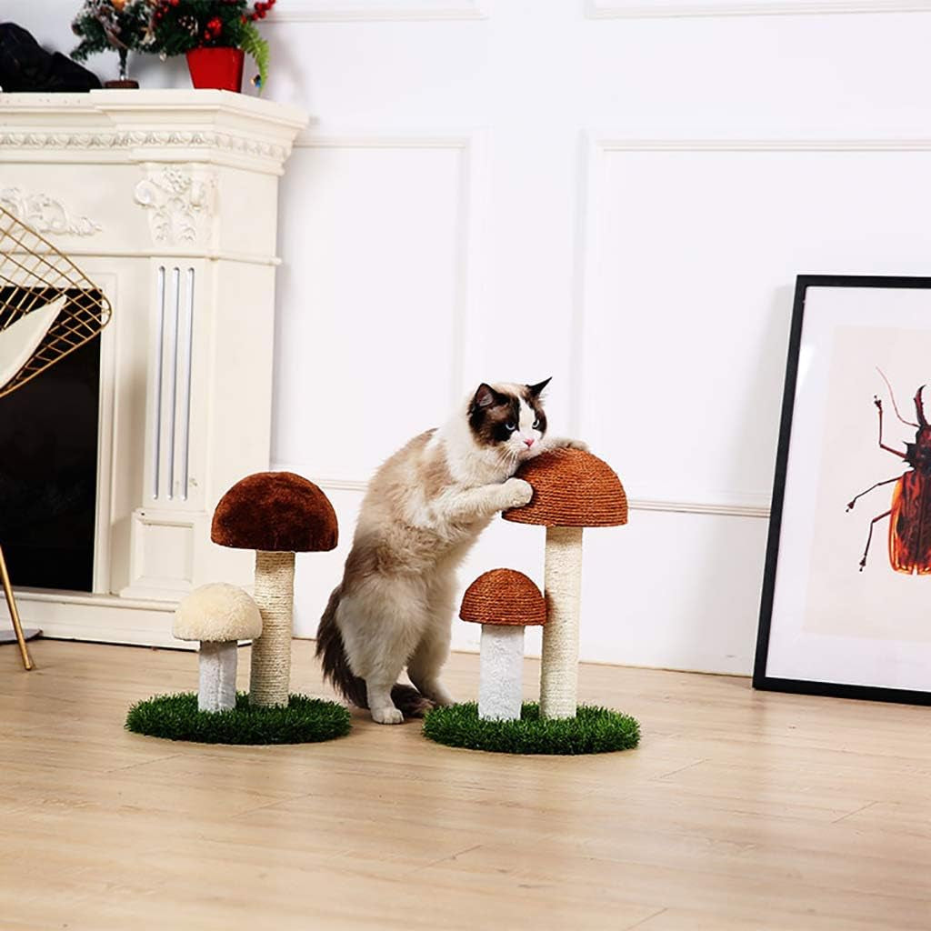 Mushroom Cat Scratcher, Tall Cat Kitten Scratching Post for Indoor Cats and Kittens, Natural Sisal Cat Scratchers