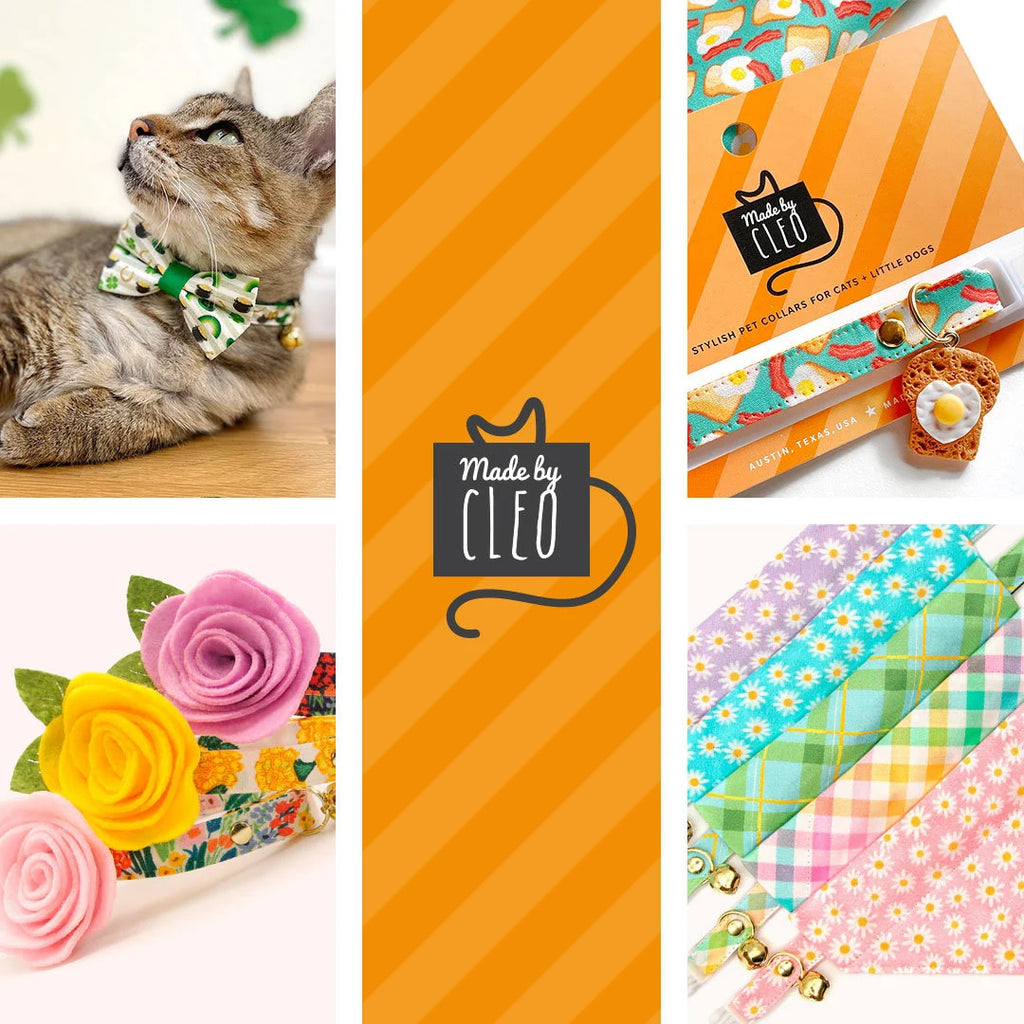 Cat Collar - "Daisies - Pink" - Floral Cat Collar / Daisy, Easter, Spring, Summer / Breakaway or Non-Breakaway / Cat, Kitten, Small Dog