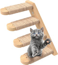 Cat Wall Steps - Solid Rubber Wood Cat Stairs Great for Scratching and Climbing - Easy to Install Wall Mounted Shelves for Playful Cats (Wood, Right-Left)