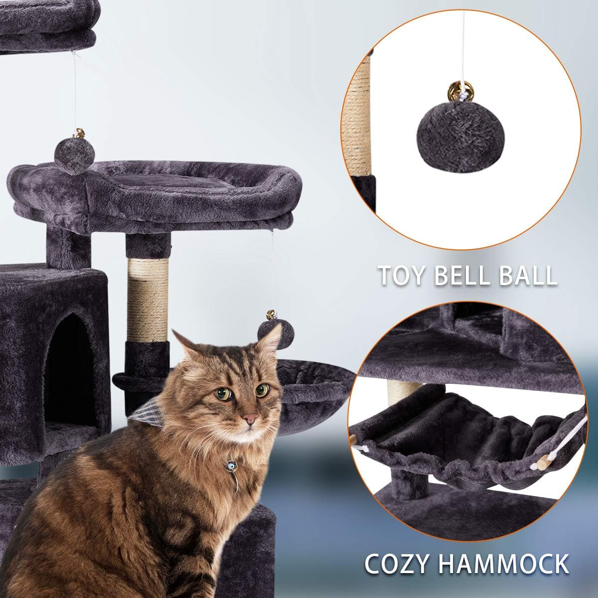 Cat Tree Cat Tower for Indoor Cats Clearance, Multi-Level Cat Condo with Cat Scratching Post, Padded Platform, and Balls, Cat Furniture Activity Center for Kitty Pet House Play