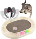 Cat Scratcher with Track,Cat Scratch Board with Catnip and Spring Mice,Cardboard Cat Scratcher with Rolling Ball,Interactive Cat Toy