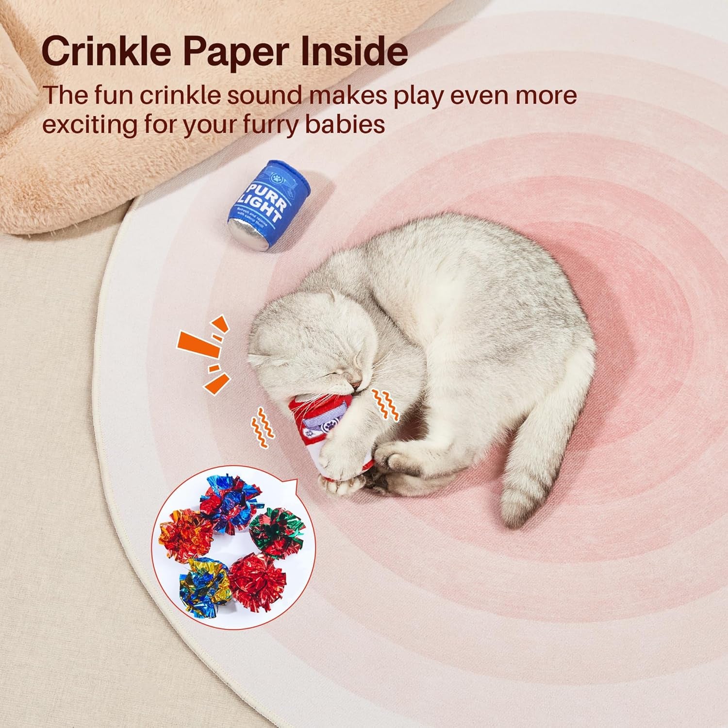 Beer-Simulation Cat Toys 2Pcs Catnip Crinkly Sound Toy, Durable Kitten Bite Kicker Toys, Indoor Feline Exercise 4.0 Inches for All Breeds