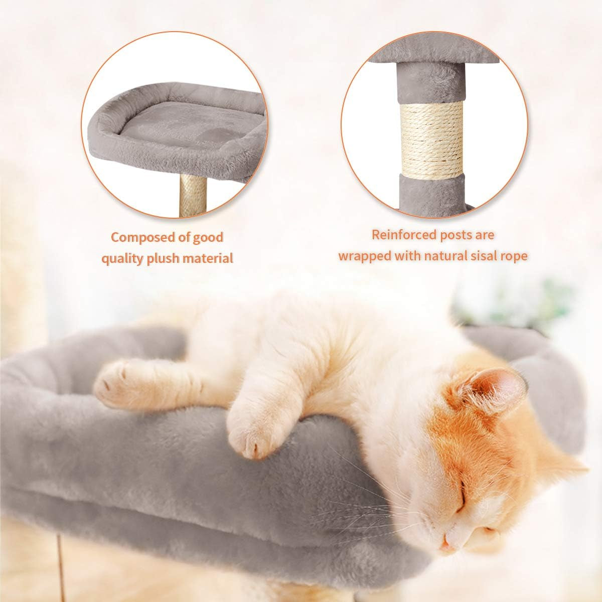 Cat Tree Cat Tower for Indoor Cats Clearance, Multi-Level Cat Condo with Cat Scratching Post, Padded Platform, and Balls, Cat Furniture Activity Center for Kitty Pet House (57" Light Grey)…