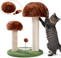 Cat Scratching Post Mushroom Cat Scratcher with Cat Interactive Toy Ball, Natural Sisal Cat Post Made for Kitten, Small Cats