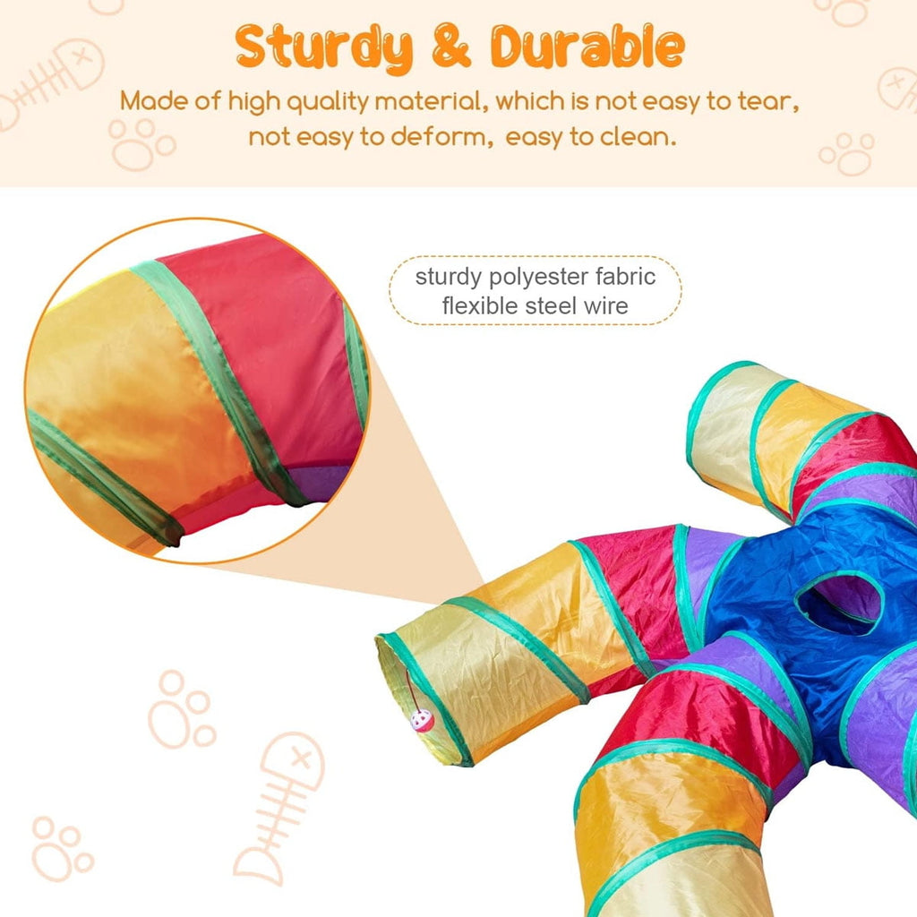 Yiliangx Cat Tunnels, Cat Tubes and Tunnels Collapsible S-Shaped Cat Toys, Kitty Tunnels with Play Ball, Indoor, Interactive Pet Tube Toys for Puppy, Kitty, Kitten, Rabbit , 5 Way