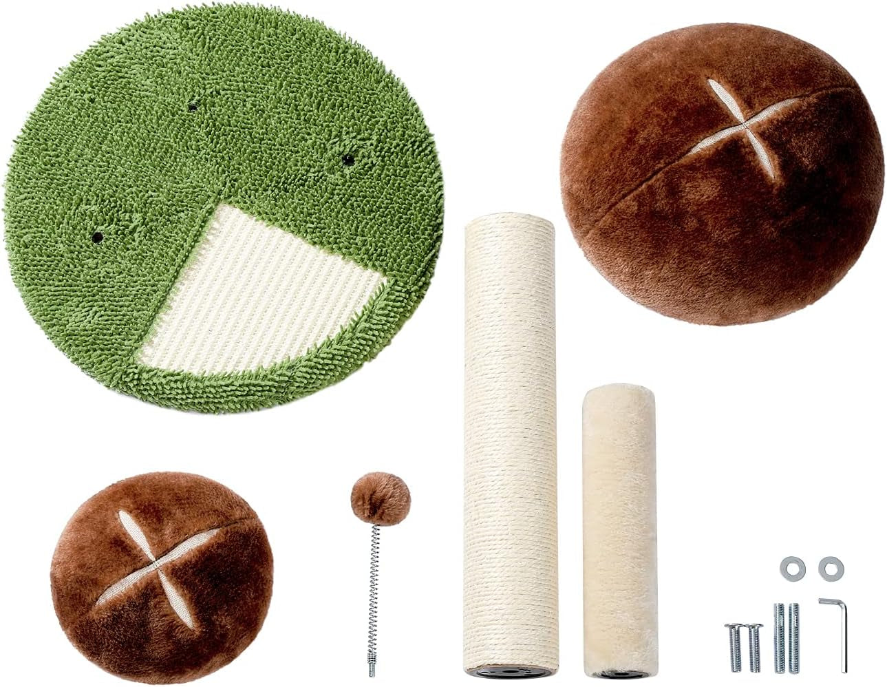 Cat Scratching Post Mushroom Cat Scratcher with Cat Interactive Toy Ball, Natural Sisal Cat Post Made for Kitten, Small Cats