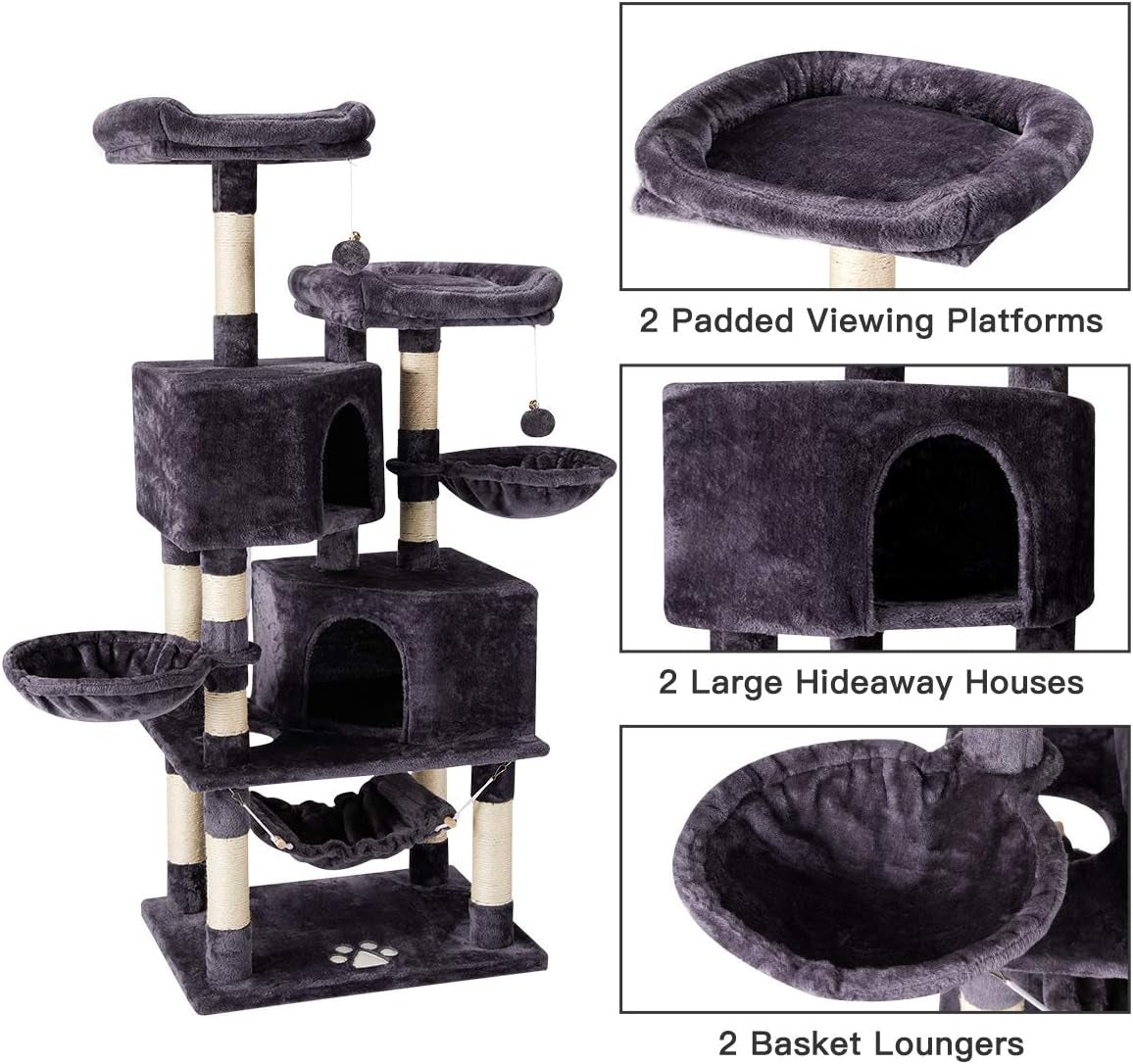 Cat Tree Cat Tower for Indoor Cats Clearance, Multi-Level Cat Condo with Cat Scratching Post, Padded Platform, and Balls, Cat Furniture Activity Center for Kitty Pet House Play