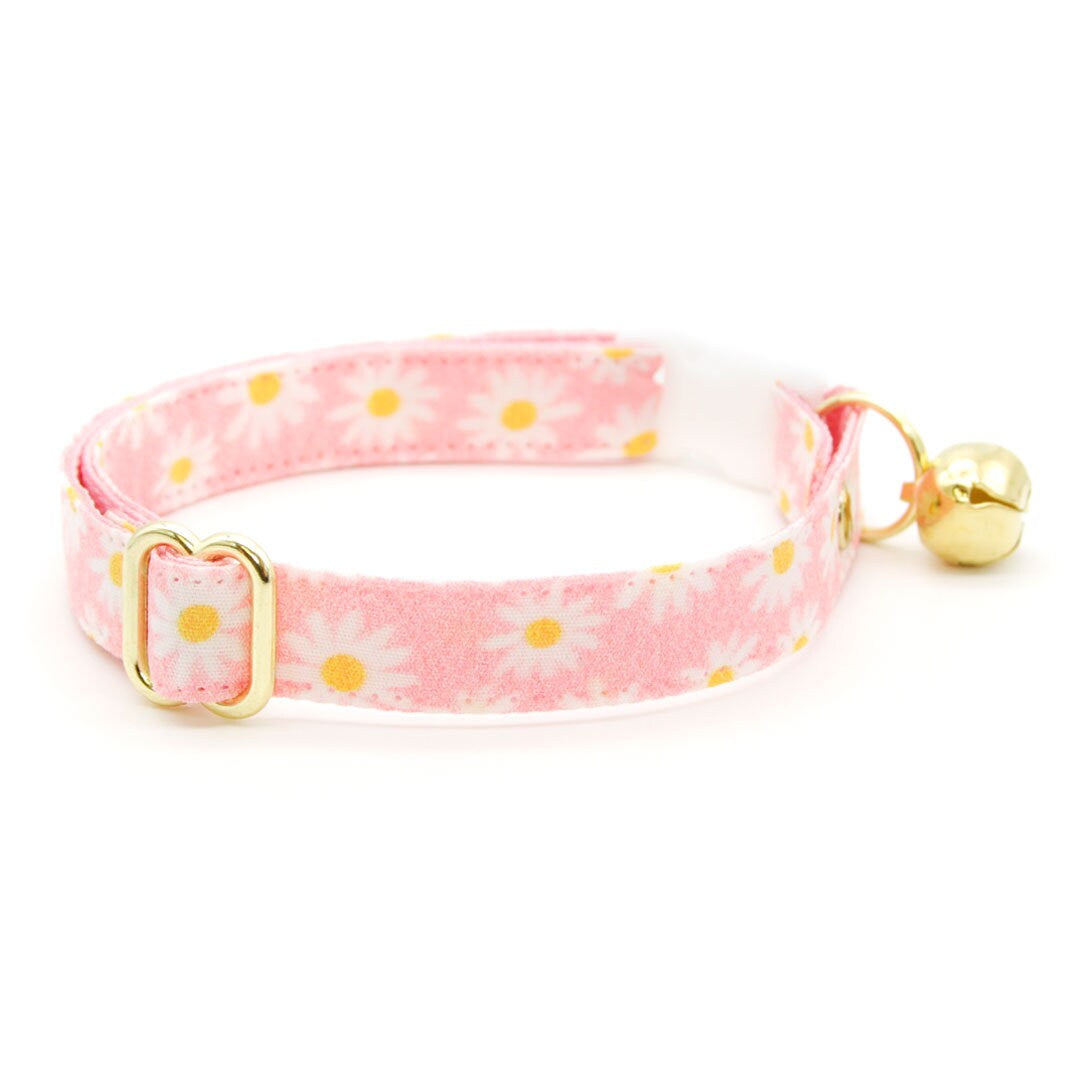 Cat Collar - "Daisies - Pink" - Floral Cat Collar / Daisy, Easter, Spring, Summer / Breakaway or Non-Breakaway / Cat, Kitten, Small Dog