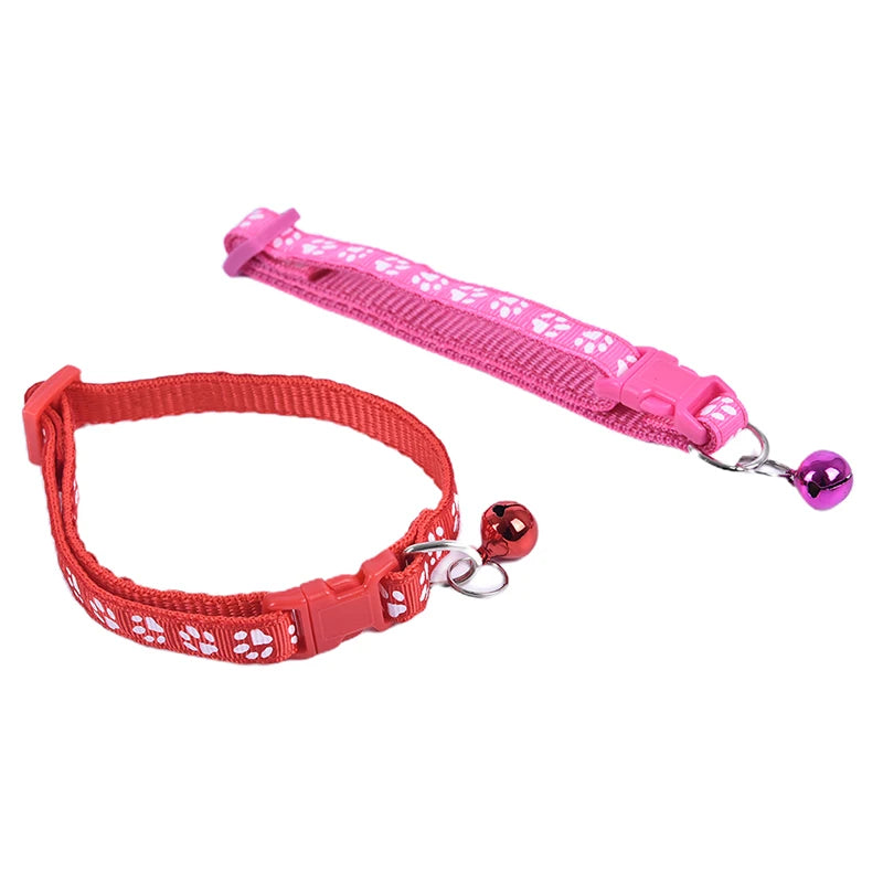 12Pcs Cute Cat Collar with Bell Adjustable Kitten Safety Collar Necklace Black Blue Red Orange Green 6 Colors for Chihuahua