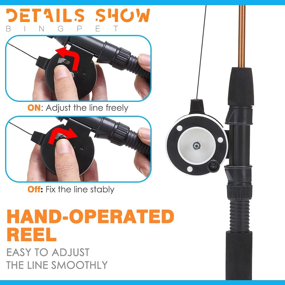 Retractable Cat Teaser Wand Toy, Cat Toys for Indoor Cats Interactive Fishing Rod with 4 Pcs Refills Feather Toy, Plush Caterpillar & Bird & Fish