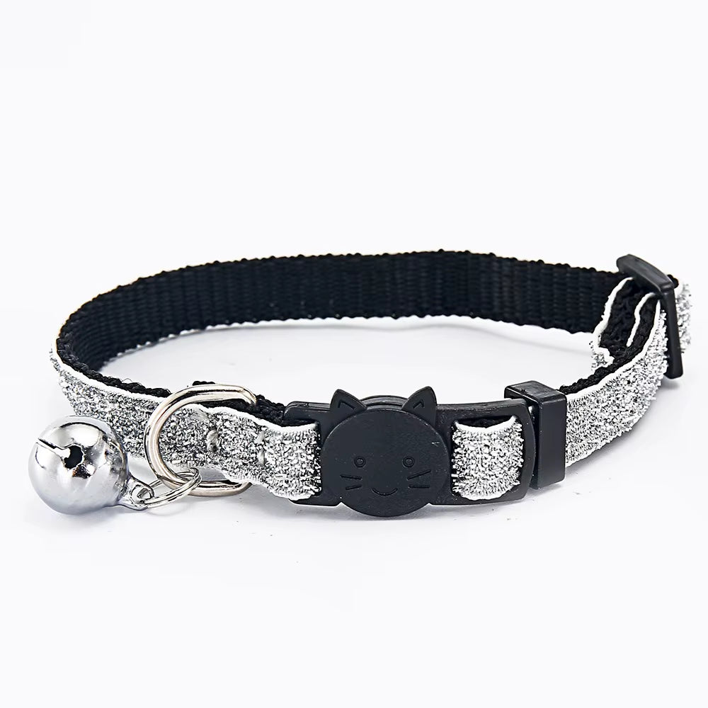 Cat Collar with Bell Dog Collar for Cats Kittens Pet Collars Cat Leashes Puppy Solid Adjustable Collar for Cat Pet Lead Supplies