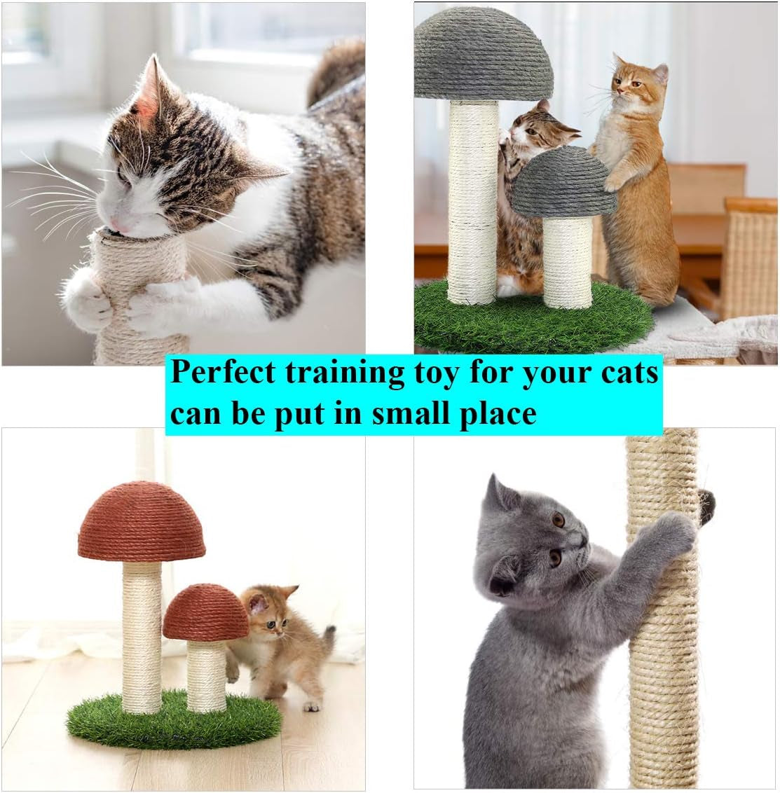 Mushroom Cat Scratcher, Tall Cat Kitten Scratching Post for Indoor Cats and Kittens, Natural Sisal Cat Scratchers