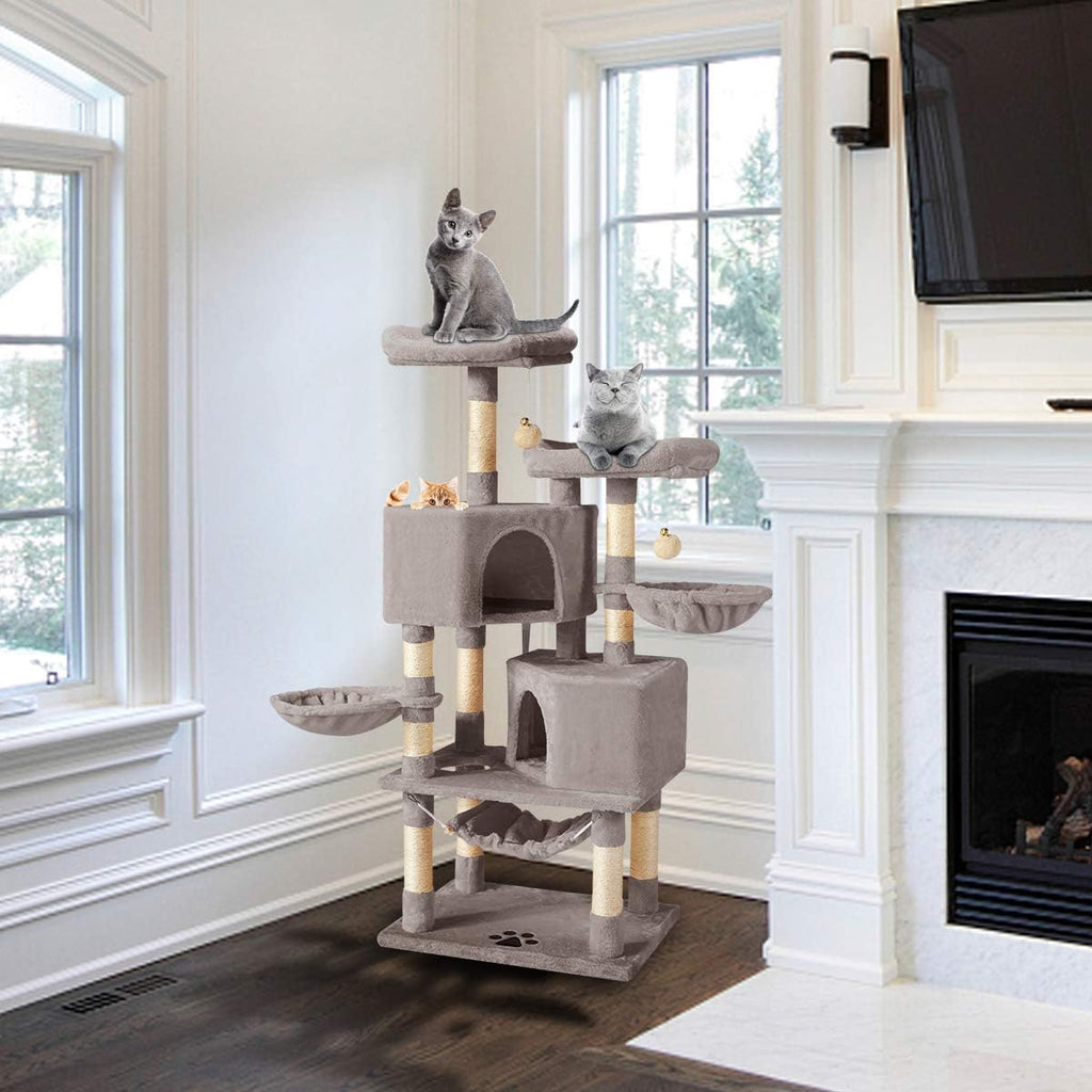 Cat Tree Cat Tower for Indoor Cats Clearance, Multi-Level Cat Condo with Cat Scratching Post, Padded Platform, and Balls, Cat Furniture Activity Center for Kitty Pet House (57" Light Grey)…