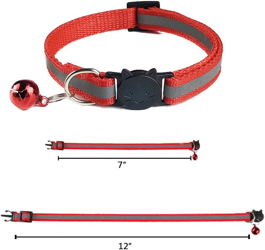 Breakaway Cat Collar with Bell, Kitten Collars Reflective Cat Collars - Ideal Size Pet Collars for Cats or Small Dogs