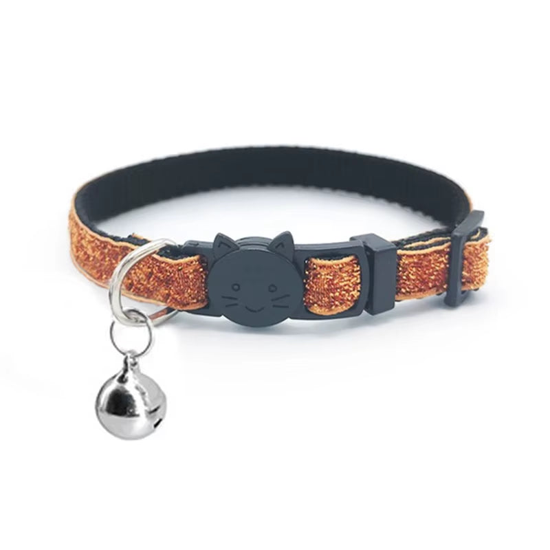Cat Collar with Bell Dog Collar for Cats Kittens Pet Collars Cat Leashes Puppy Solid Adjustable Collar for Cat Pet Lead Supplies