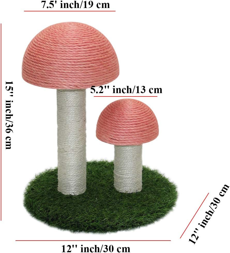 Mushroom Cat Scratcher, Tall Cat Kitten Scratching Post for Indoor Cats and Kittens, Natural Sisal Cat Scratchers