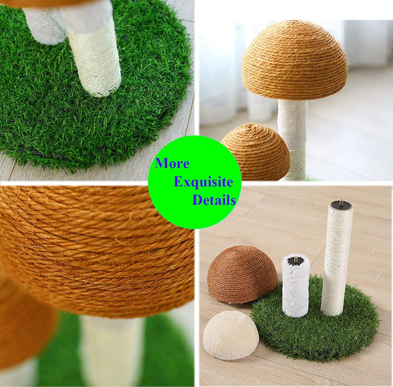 Mushroom Cat Scratcher, Tall Cat Kitten Scratching Post for Indoor Cats and Kittens, Natural Sisal Cat Scratchers