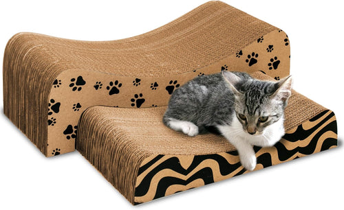 (2 in 1) Cardboard Cat Scratching Pad, Cat Scratchers for Indoor Cats - Cat Lounger Scratcher - Rascador Para Gatos (Large)