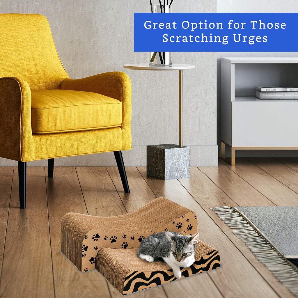 (2 in 1) Cardboard Cat Scratching Pad, Cat Scratchers for Indoor Cats - Cat Lounger Scratcher - Rascador Para Gatos (Large)