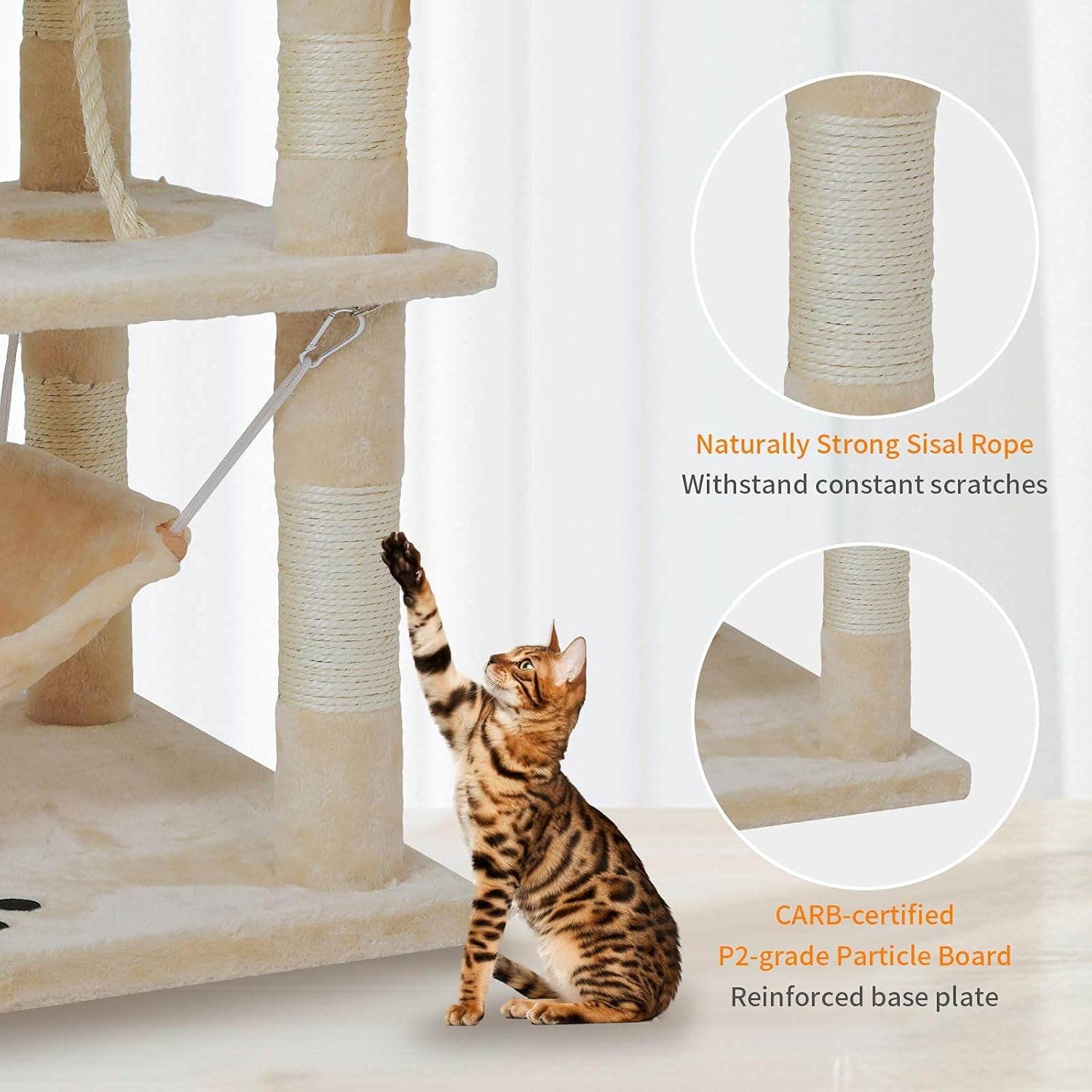 Large Indoor Cat Tree, Cat Tower, Cat Apartment, Cat Habitat, Multi-Level Cat Activity Center with Plush Balls