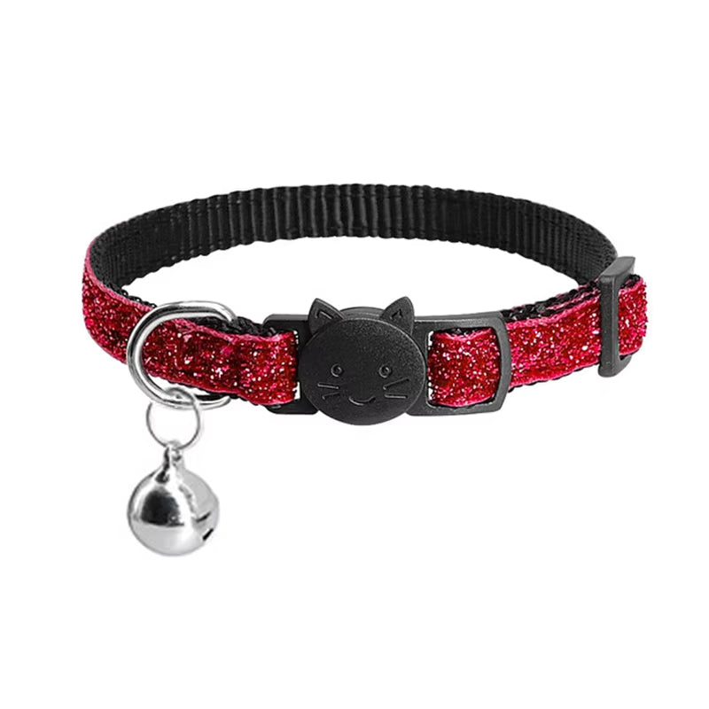 Cat Collar with Bell Dog Collar for Cats Kittens Pet Collars Cat Leashes Puppy Solid Adjustable Collar for Cat Pet Lead Supplies
