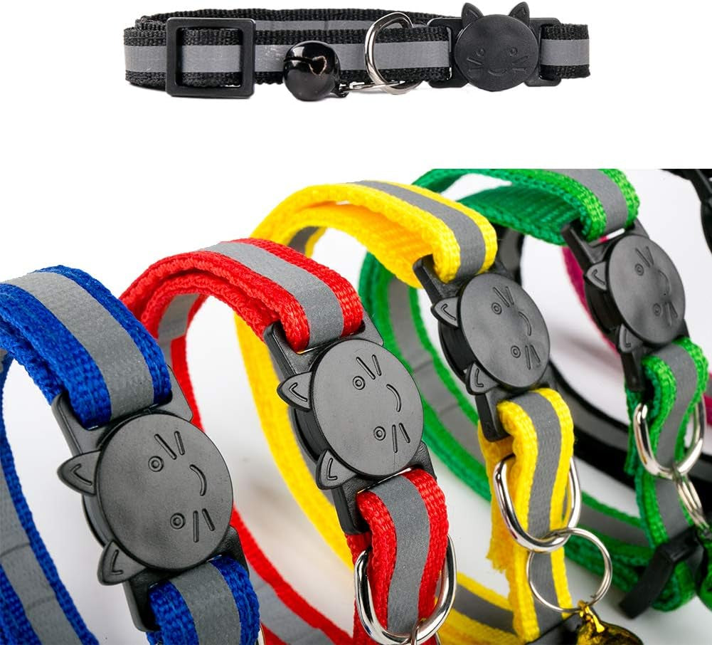 Breakaway Cat Collar with Bell, Kitten Collars Reflective Cat Collars - Ideal Size Pet Collars for Cats or Small Dogs