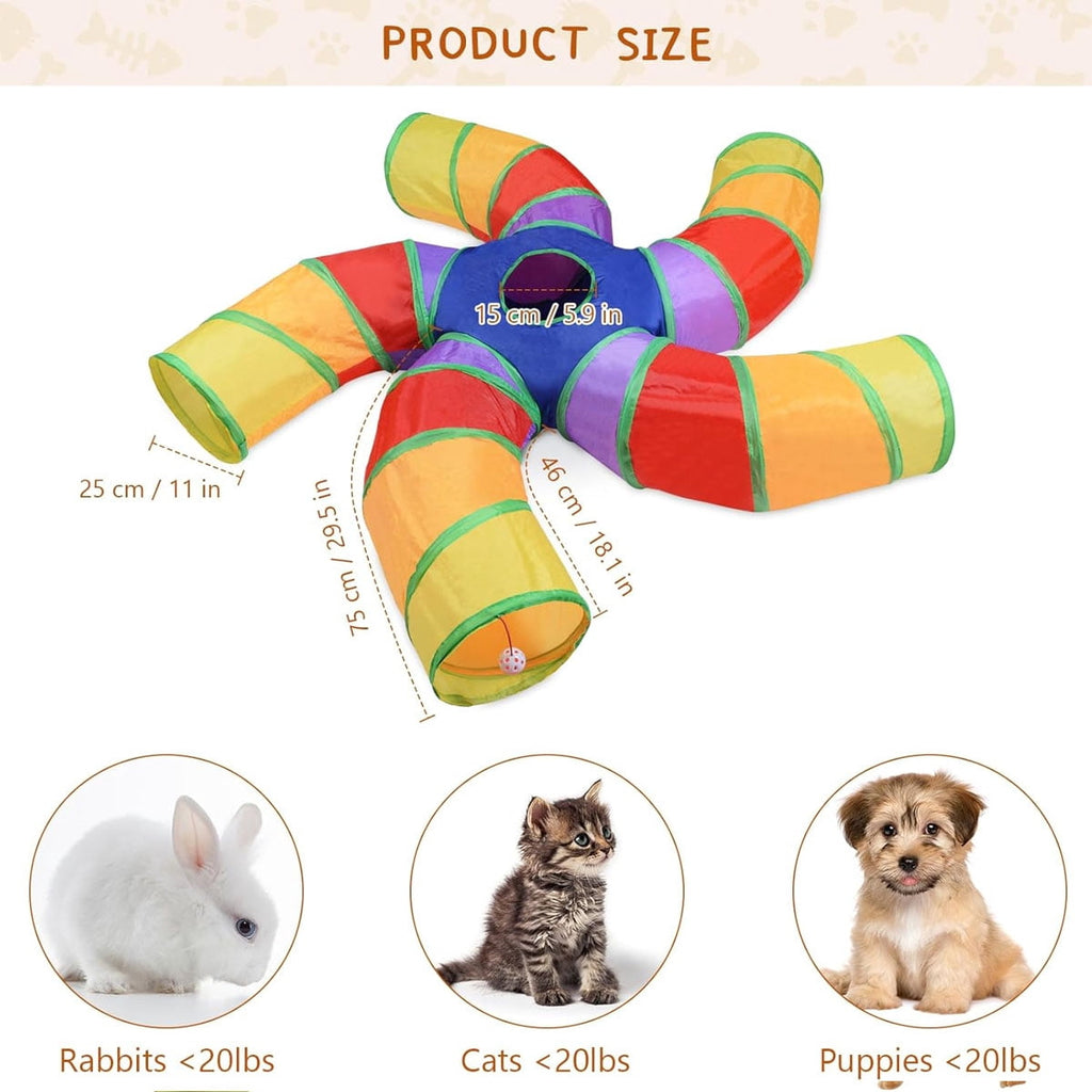Yiliangx Cat Tunnels, Cat Tubes and Tunnels Collapsible S-Shaped Cat Toys, Kitty Tunnels with Play Ball, Indoor, Interactive Pet Tube Toys for Puppy, Kitty, Kitten, Rabbit , 5 Way