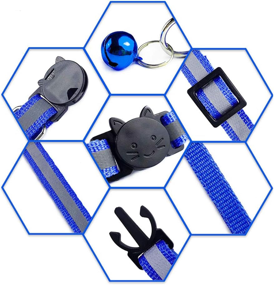 Breakaway Cat Collar with Bell, Kitten Collars Reflective Cat Collars - Ideal Size Pet Collars for Cats or Small Dogs