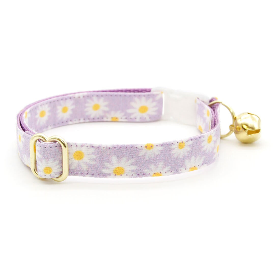 Cat Collar - "Daisies - Purple" - Floral Cat Collar / Daisy, Easter, Spring, Summer / Breakaway or Non-Breakaway / Cat, Kitten, Small Dog