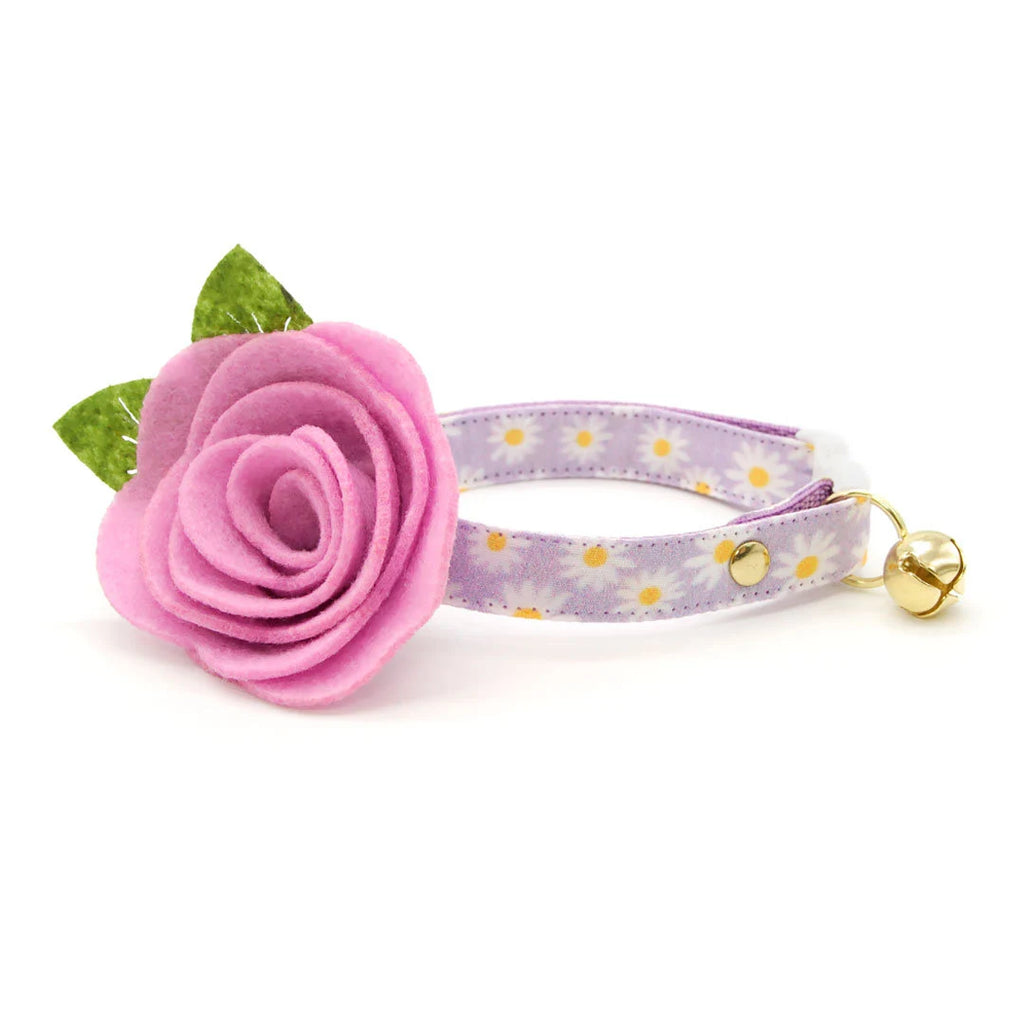 Cat Collar - "Daisies - Purple" - Floral Cat Collar / Daisy, Easter, Spring, Summer / Breakaway or Non-Breakaway / Cat, Kitten, Small Dog