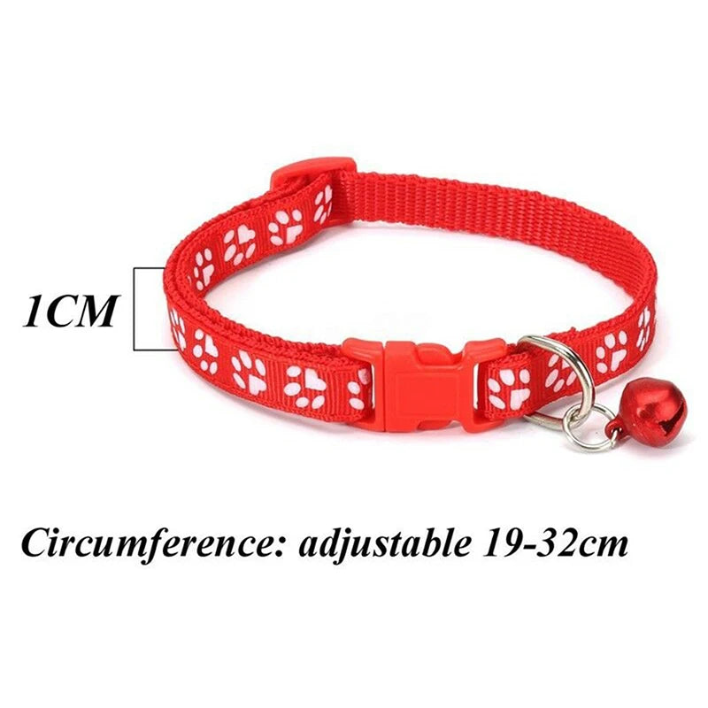 12Pcs Cute Cat Collar with Bell Adjustable Kitten Safety Collar Necklace Black Blue Red Orange Green 6 Colors for Chihuahua