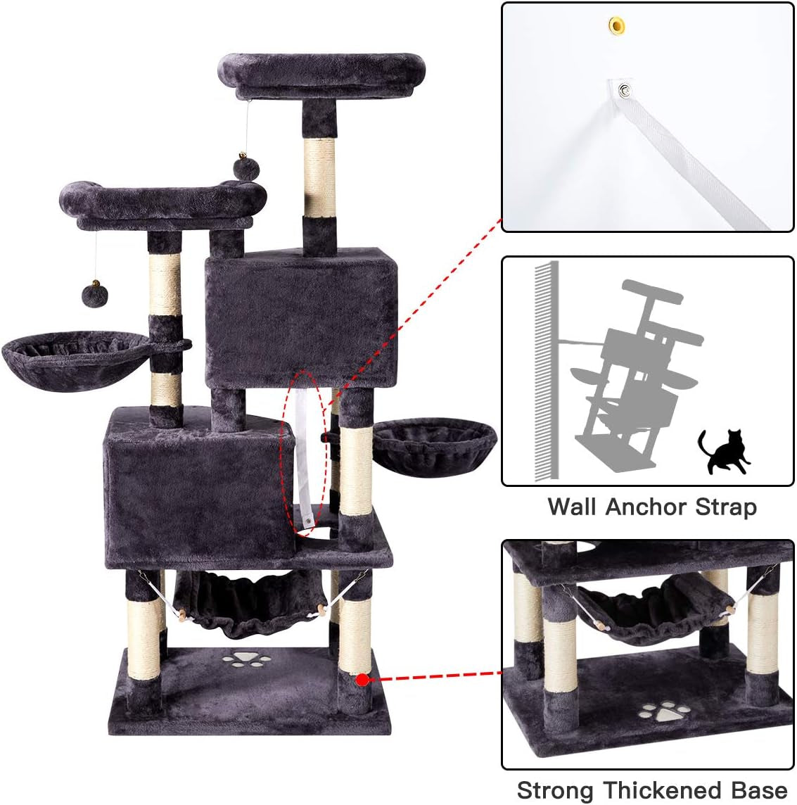 Cat Tree Cat Tower for Indoor Cats Clearance, Multi-Level Cat Condo with Cat Scratching Post, Padded Platform, and Balls, Cat Furniture Activity Center for Kitty Pet House Play