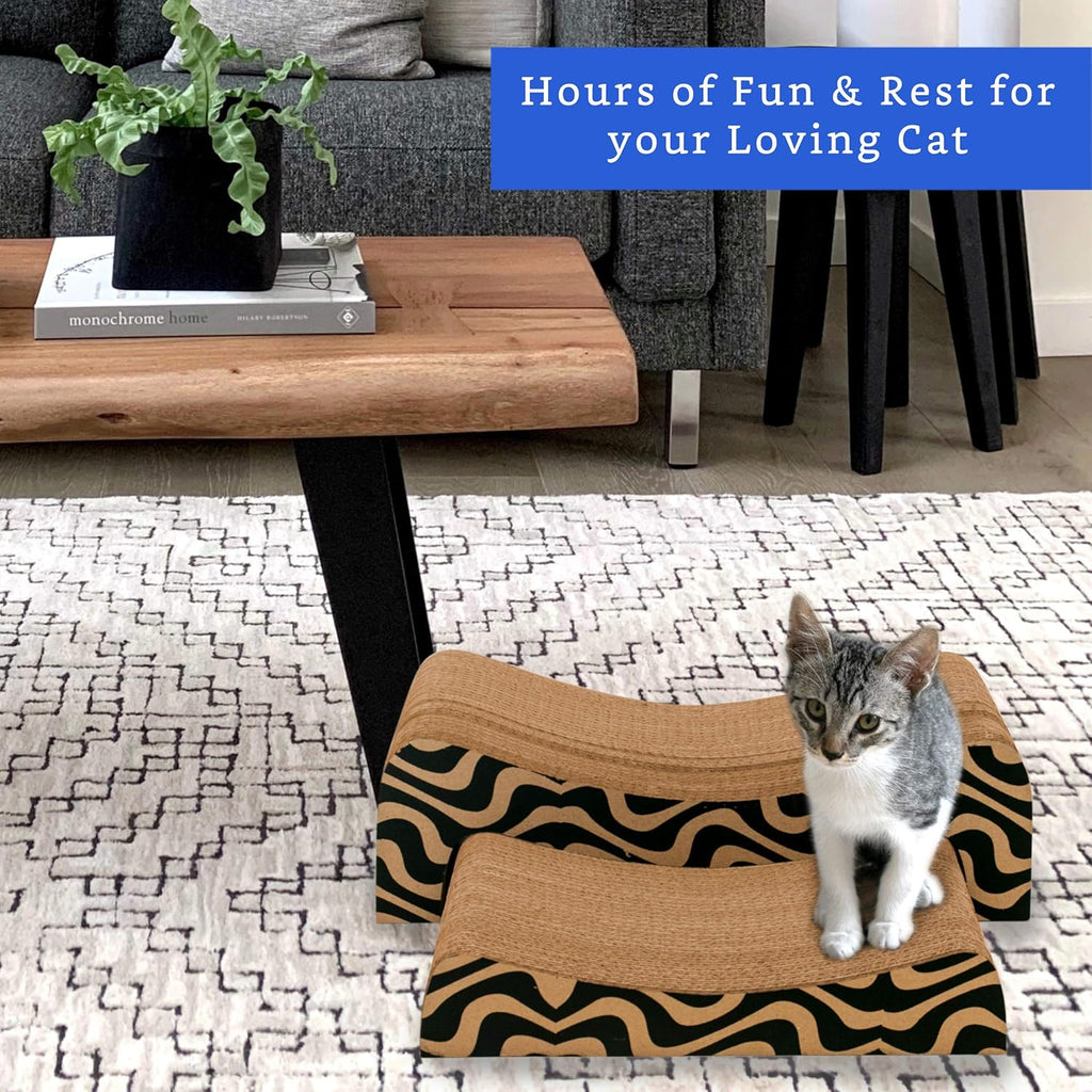 (2 in 1) Cardboard Cat Scratching Pad, Cat Scratchers for Indoor Cats - Cat Lounger Scratcher - Rascador Para Gatos (Large)