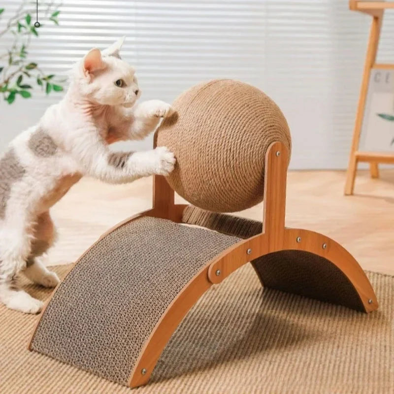 Cat Scratcher Ball Cat Scratching Toy Inclined Scratch Board Sisal Rope Ball for Indoor Cat Kittens 