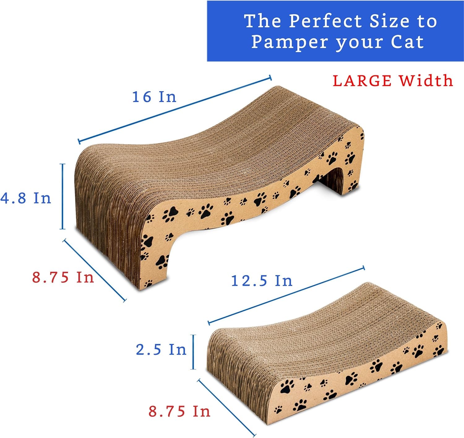 (2 in 1) Cardboard Cat Scratching Pad, Cat Scratchers for Indoor Cats - Cat Lounger Scratcher - Rascador Para Gatos (Large)
