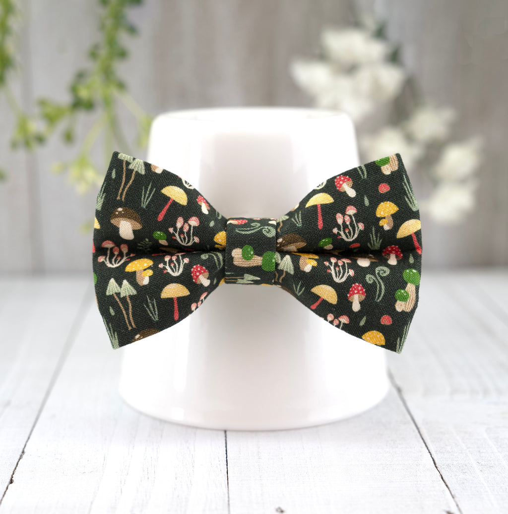 Breakaway Cat Collar with Bell, Mushrooms Cat Collar Breakaway, Small Pet Collar Green -Mystery Fantasy Fall Autumn | Cat, Kitten, Small Dog
