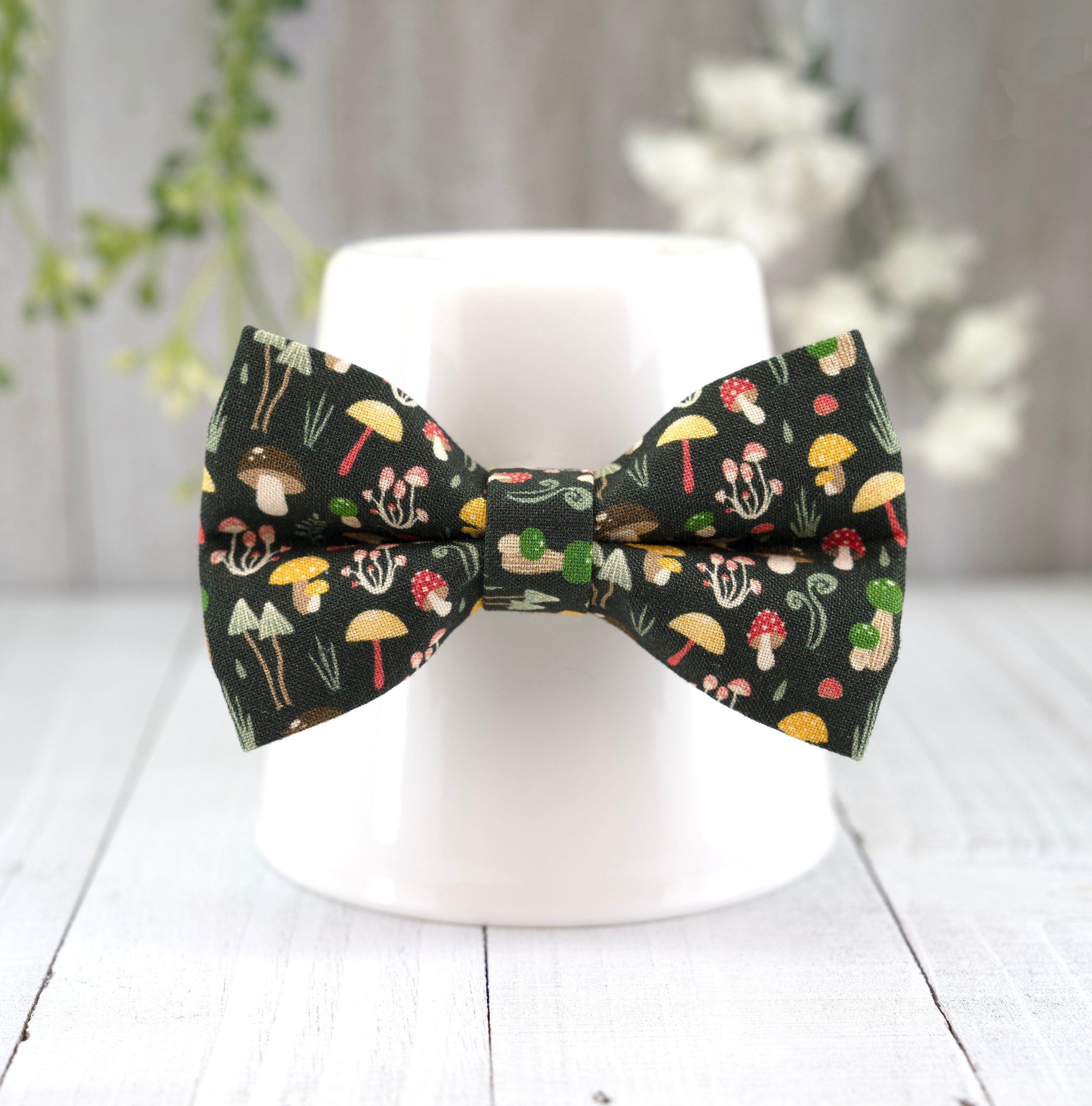 Breakaway Cat Collar with Bell, Mushrooms Cat Collar Breakaway, Small Pet Collar Green -Mystery Fantasy Fall Autumn | Cat, Kitten, Small Dog